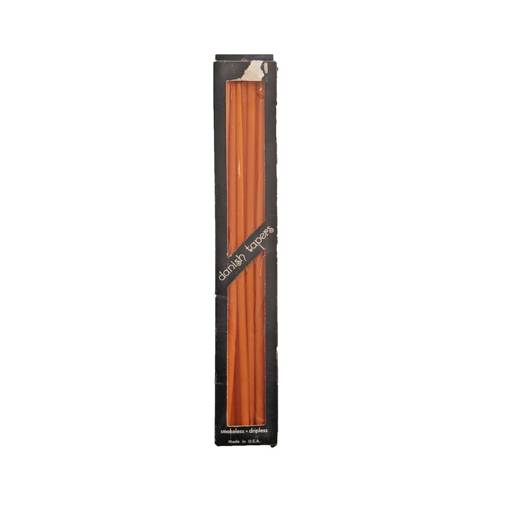 Vintage Mid-Century Danish Taper Candles‎ Super Thin Slim Orange Halloween 15"